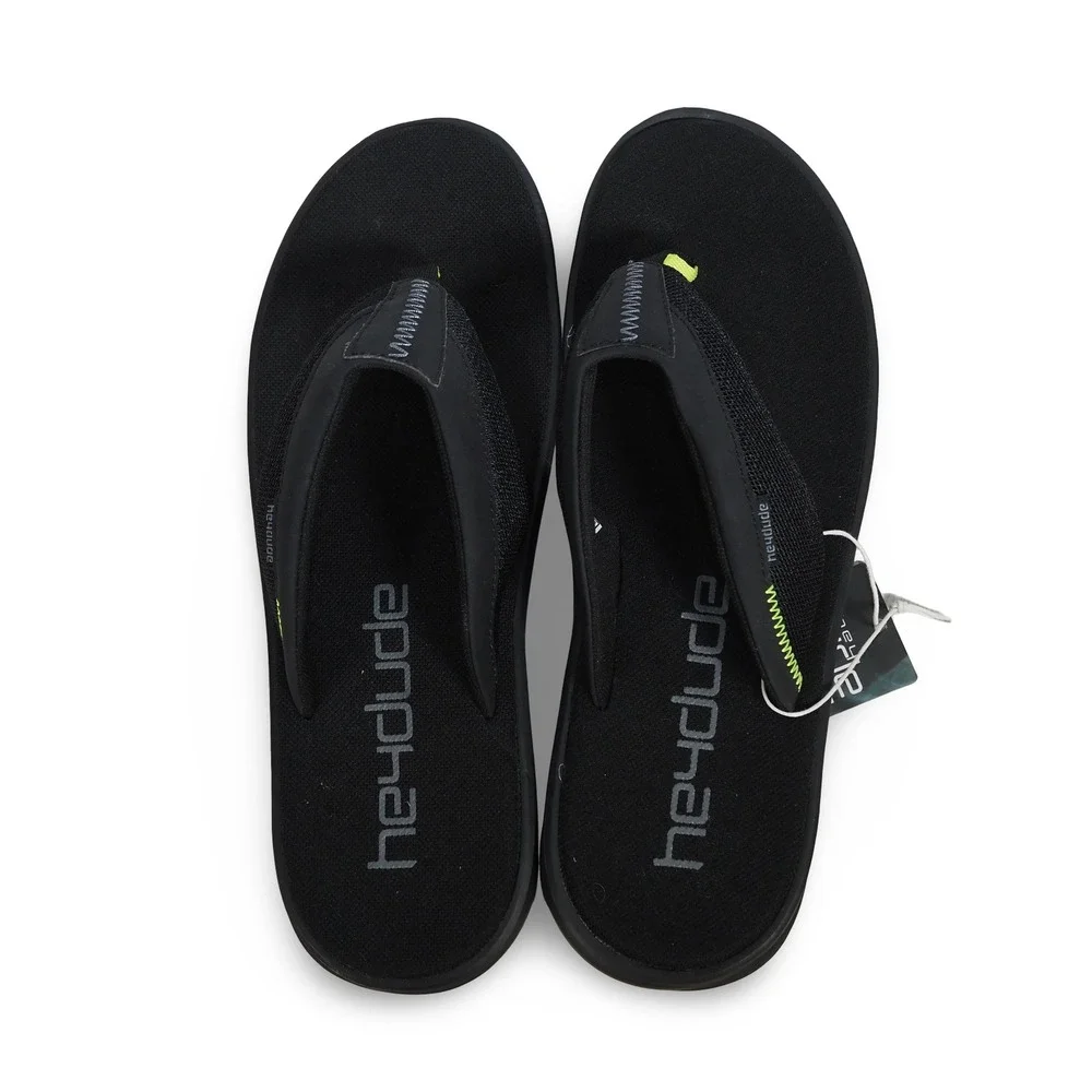 Hey Dude Flinn Free Foam Bed Thong Sandals Mens 9 Black Airflow Flip Flops